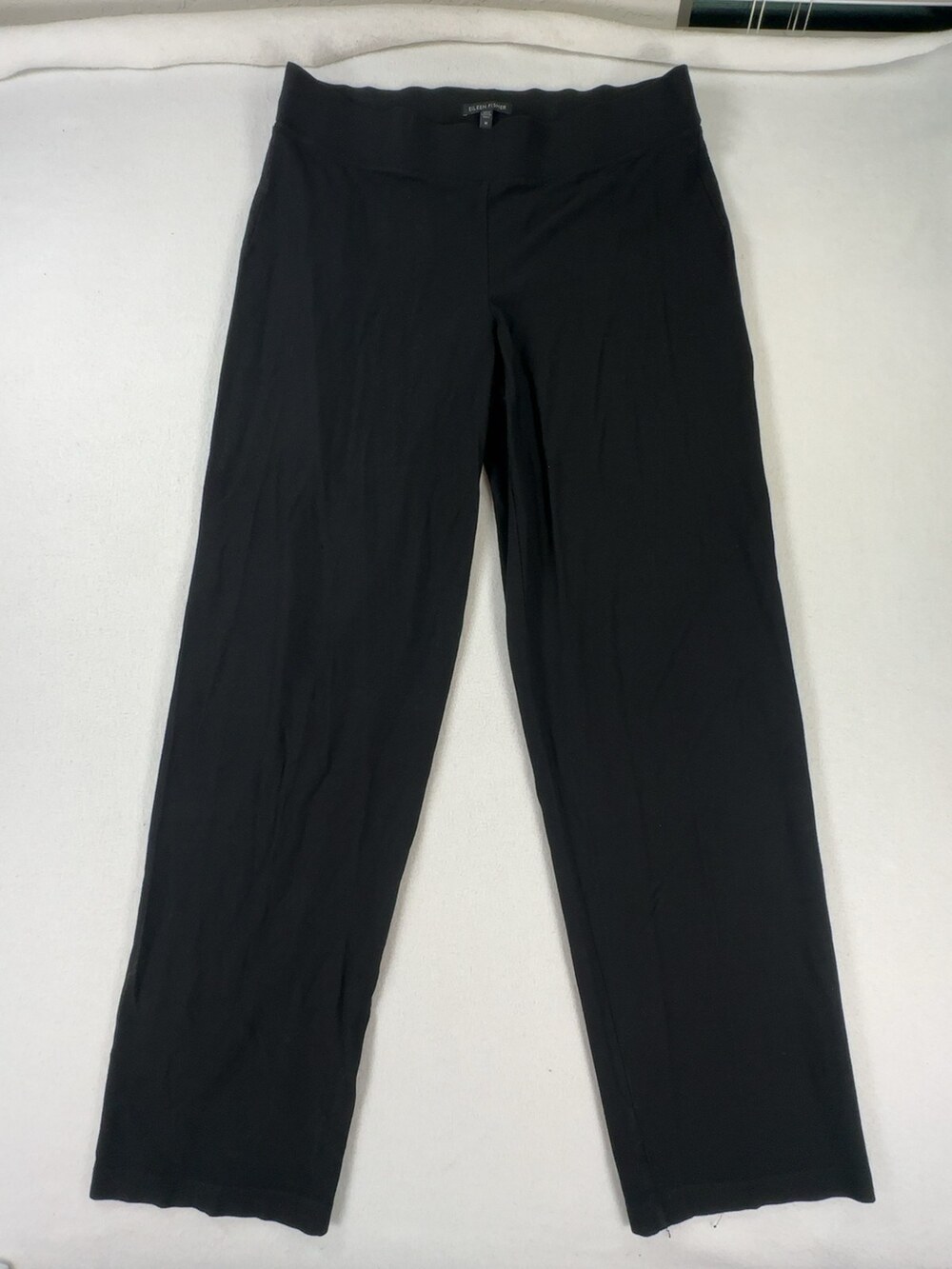 Eileen Fisher Pull-On Straight Trouser Black Women's Size Medium
